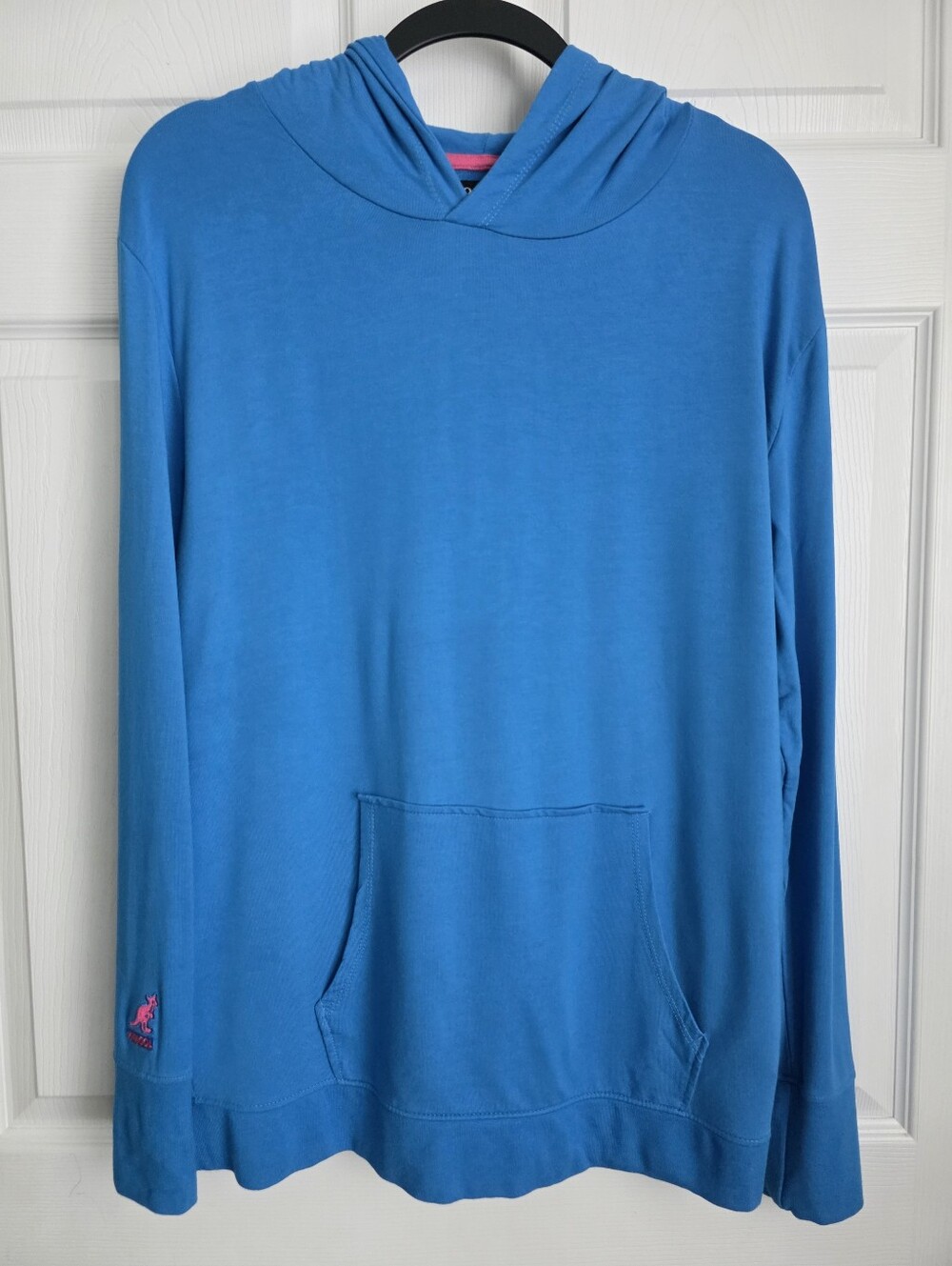 Kangol Blue Lightweight Longline Hoodie Sweatshirt Size Large Pink Logo